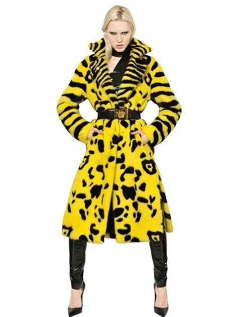 yellow versace fur coat|Versace jacket.